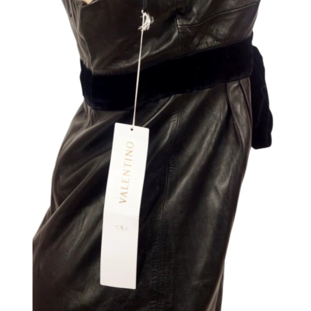 Valentino Leather & Velvet Strapless Dress - Picture 3 of 5